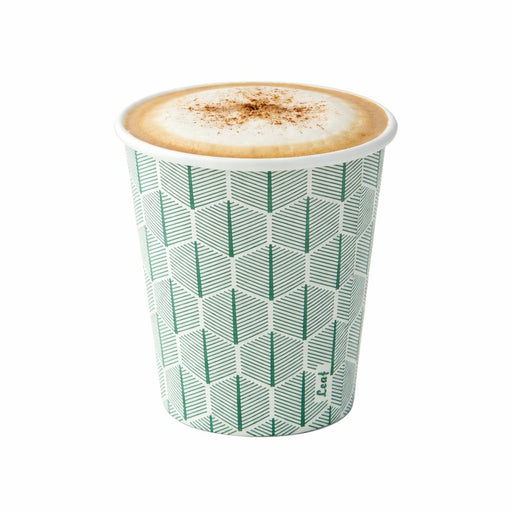 Vaso de cartón blanco con decoración de hojas 230ml A92mm - 50Uds