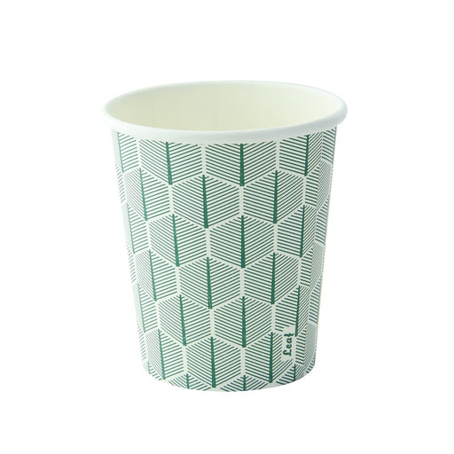 Vaso de cartón blanco con decoración de hojas 230ml A92mm - 50Uds