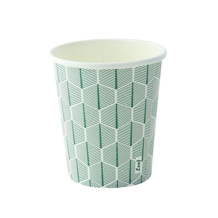 Vaso de cartón blanco con decoración de hojas 230ml A92mm - 50Uds