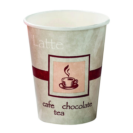 Vaso de cartón marrón decoración Pasión 280ml A92mm - 50Uds