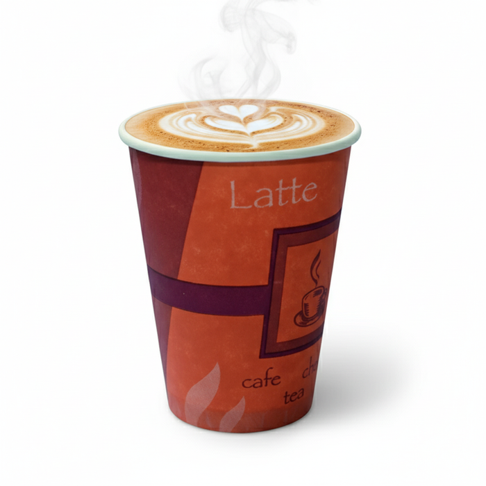 Vaso de cartón marrón decoración Pasión 350ml A111mm - 50Uds