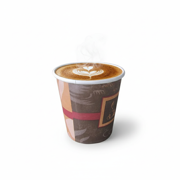 Vaso de cartón marrón decoración Pasión 120ml A62mm - 100Uds