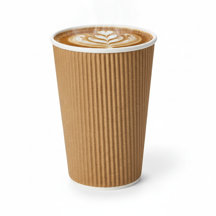 Vaso Rippley de cartón corrugado beige 480ml A135mm - 25Uds