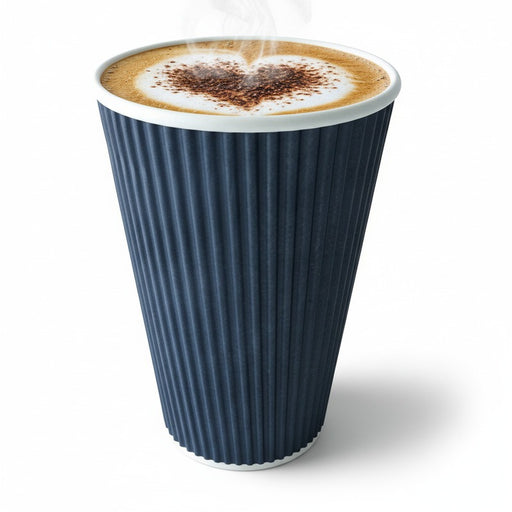 Vaso Rippley de cartón corrugado negro de doble pared 450ml A136mm - 25Uds