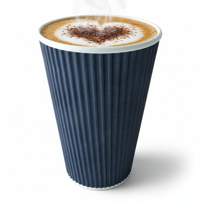 Vaso Rippley de cartón corrugado negro de doble pared 450ml A136mm - 25Uds