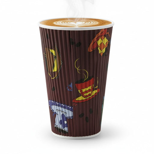 Vaso ondulado con decoración de taza de té 400ml 400ml A135mm - 25Uds