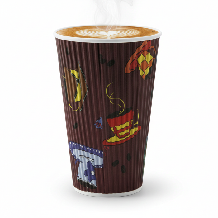 Vaso ondulado con decoración de taza de té 400ml 400ml A135mm - 25Uds