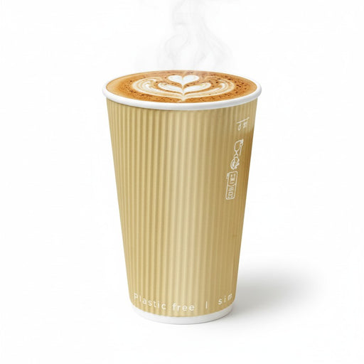 Vaso de cartón de doble pared ondulado Beige 350ml A110mm - 25Uds
