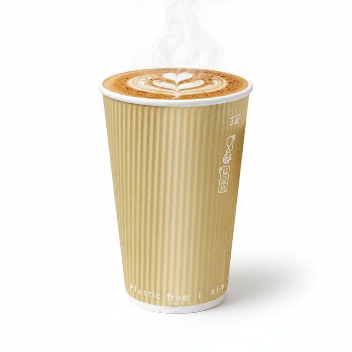 Vaso de cartón de doble pared ondulado Beige 350ml A110mm - 25Uds