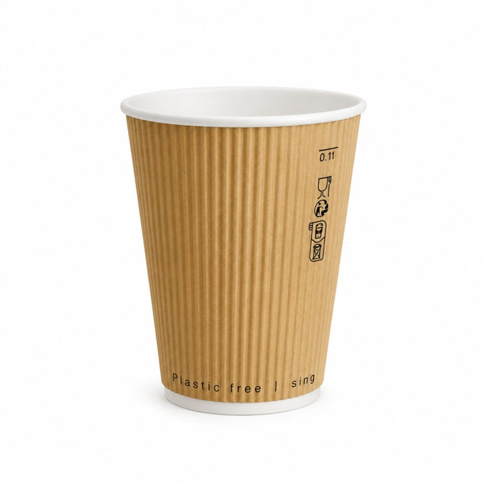 Vaso de cartón de doble pared ondulado Beige 350ml A110mm - 25Uds