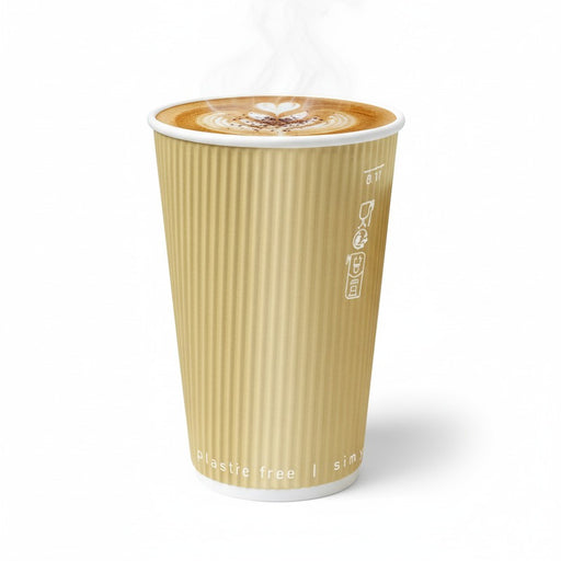 Vaso Rippley de cartón corrugado beige de doble pared 470ml A136mm - 25Uds