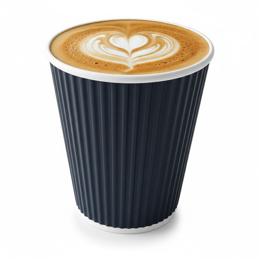 Vaso Rippley de cartón corrugado negro de doble pared 230ml A92mm - 40Uds