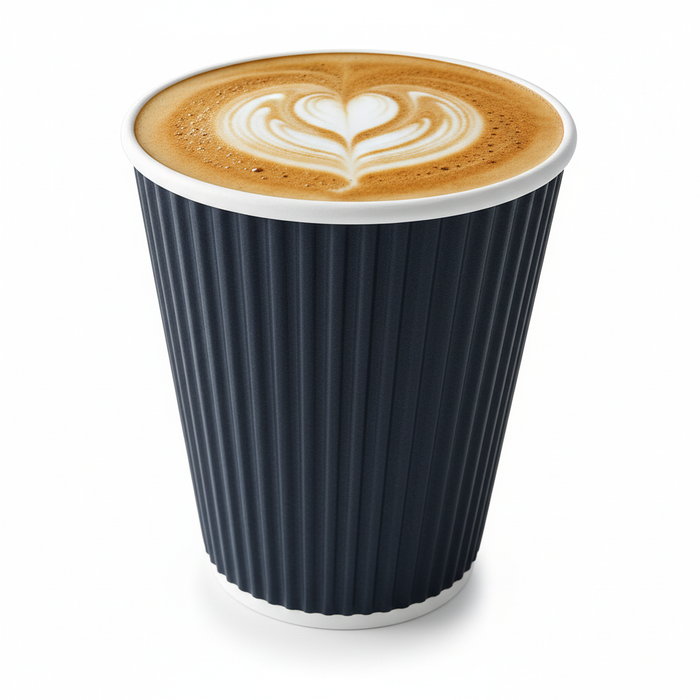 Vaso Rippley de cartón corrugado negro de doble pared 230ml A92mm - 40Uds