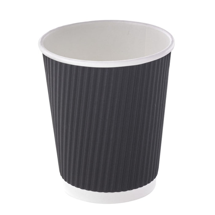 Vaso Rippley de cartón corrugado negro de doble pared 230ml A92mm - 40Uds