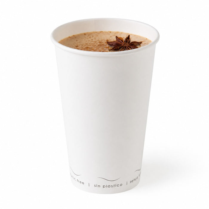 Vaso de cartón blanco Eden sin plástico, Base agua 470ml A136mm - 50Uds