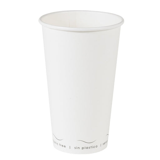 Vaso de cartón blanco Eden sin plástico, Base agua 470ml A136mm - 50Uds