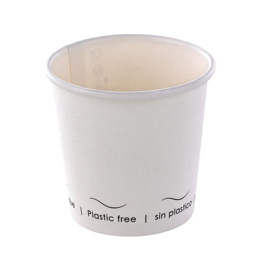Vaso de cartón blanco Eden sin plástico, Base agua 90ml A60mm - 50Uds