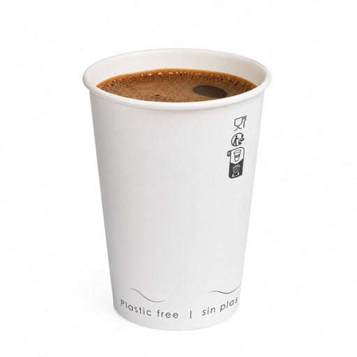 Vaso de cartón blanco Eden sin plástico, Base agua 180ml A79mm - 50Uds