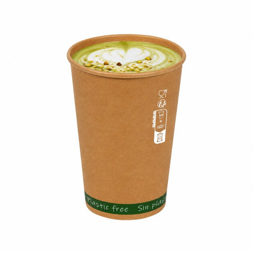 Vaso Zen de cartón kraft sin plástico, base agua 180ml A79mm - 50Uds