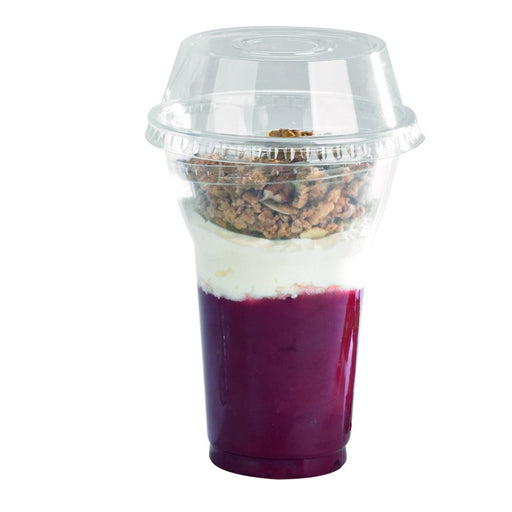 Combo vaso + tapa alta PET con agujero 450ml A127mm - 25Uds
