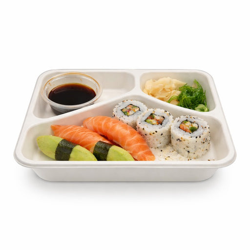 Bandeja de Pulpa laminada PLA Menu 3 compartimentos - 50Uds