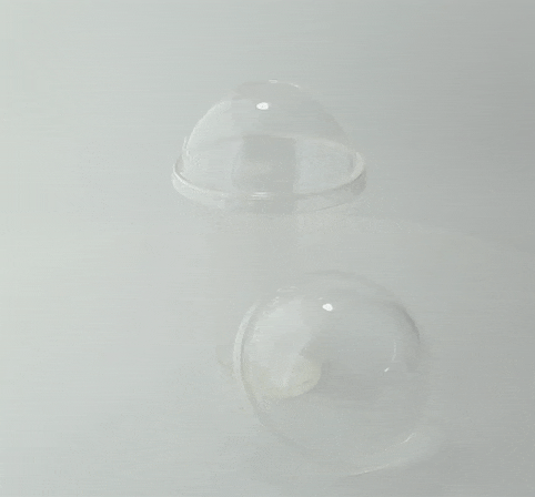 Tapa cúpula de PLA transparente sin agujero Ø96mm - 100Uds