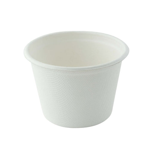 Vaso de postre blanco elaborado con pulpa de caña de azúcar 133ml A53mm - 50Uds