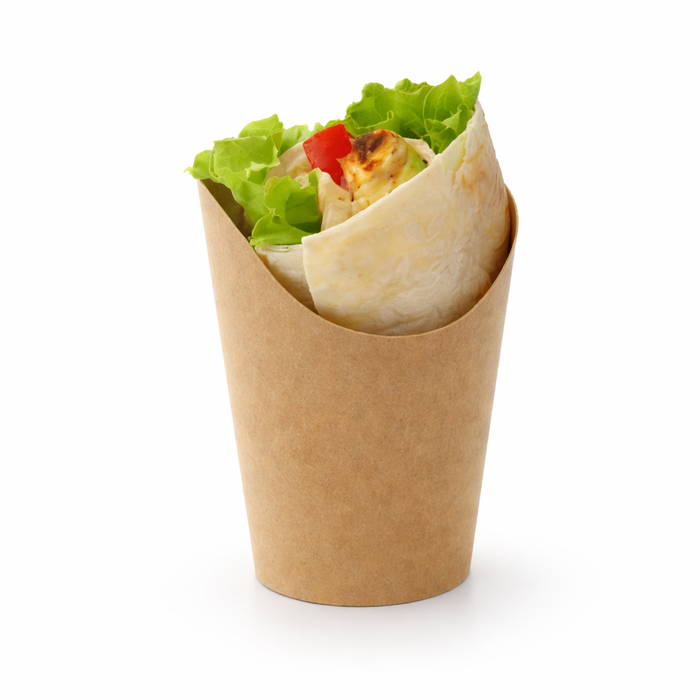 Pote de cartón kraft para Burritos/Wraps/Snacks A160mm - 50Uds
