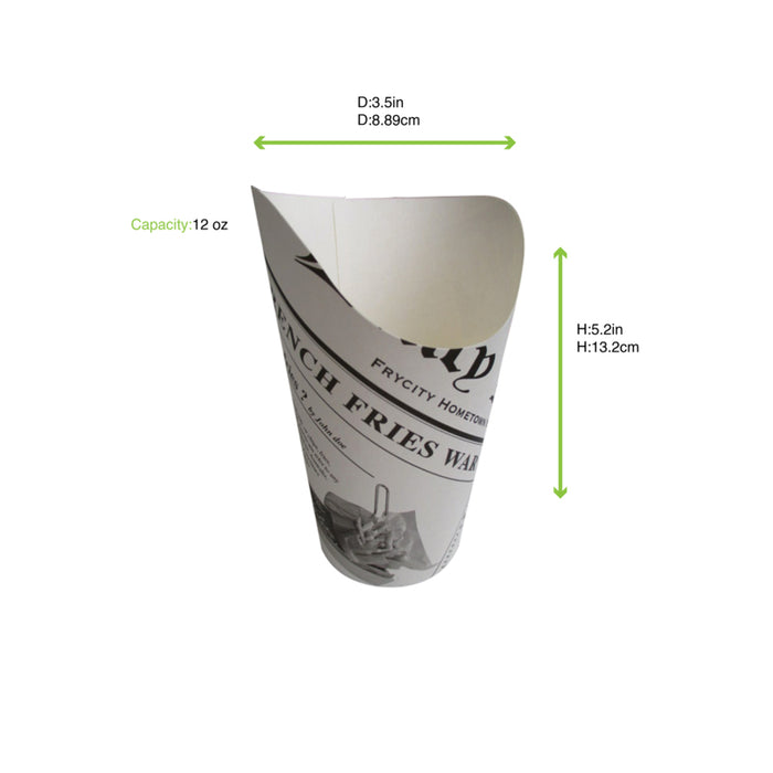 Pote de cartón blanco decoración News para Burritos/Wraps/Snacks A133mm - 50Uds