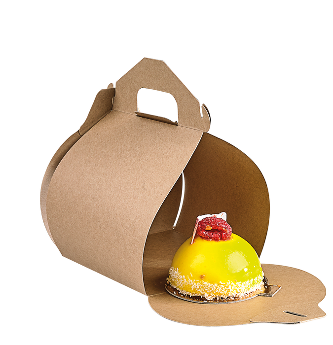 Caja pastelera alta de cartón kraft con asa 110x100mm A153mm - 50Uds