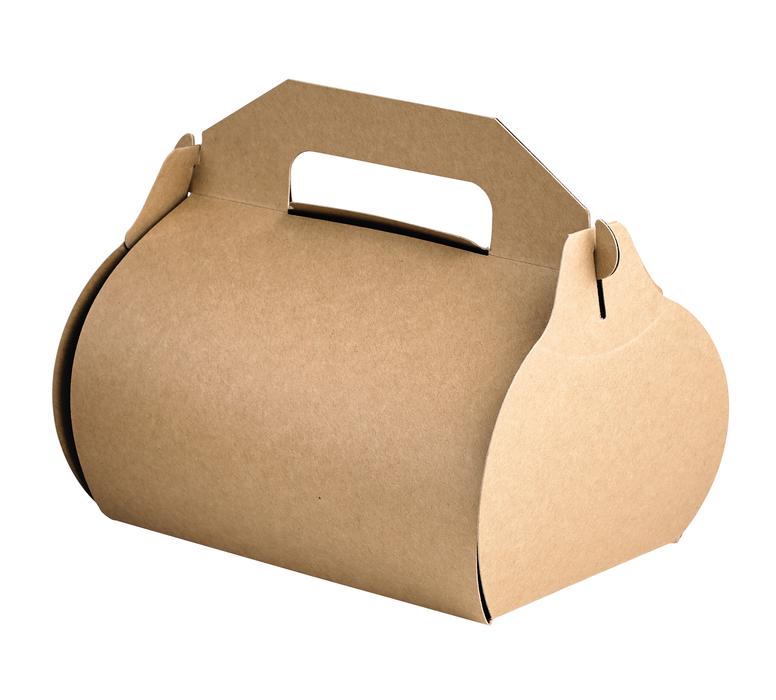 Caja pastelera alta de cartón kraft con asa 180x110mm A165mm - 50Uds
