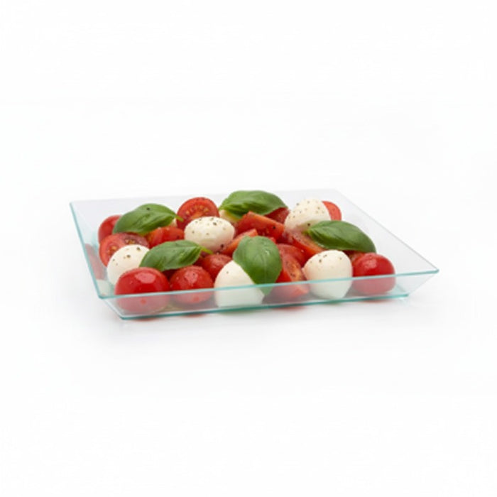 Plato verde transparente rectangular en PS KLARITY 130x130mm - 50Uds