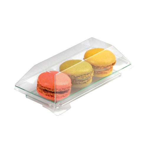 Plato verde transparente rectangular en PS KLARITY 130x62mm - 50Uds