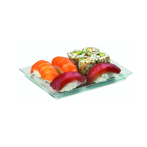 Plato verde transparente rectangular en PS KLARITY 180x130mm - 50Uds