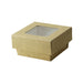 Caja cuadrada de cartón marrón con tapa ventana KRAY 200ml 85x85mm A40mm - 25Uds