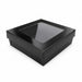 Caja cuadrada de cartón negro con tapa ventana KRAY 950ml 155x155mm A50mm - 25Uds