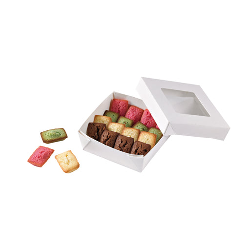 Caja cuadrada de cartón blanco con tapa ventana KRAY 350ml 115x115mm A40mm - 25Uds