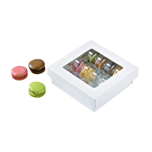Caja cuadrada de cartón blanco con tapa ventana KRAY 950ml 155x155mm A50mm - 25Uds