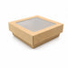Caja horneable cuadrada de cartón marrón con tapa ventana KRAY 350ml 115x115mm A50mm - 25Uds