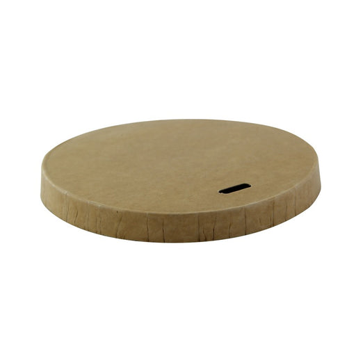 Tapa plana de cartón kraft marrón sin plástico, Base agua Ø62mm - 50Uds