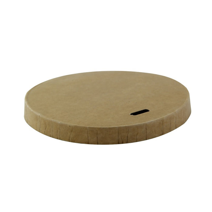 Tapa plana de cartón kraft marrón sin plástico, Base agua Ø62mm - 50Uds