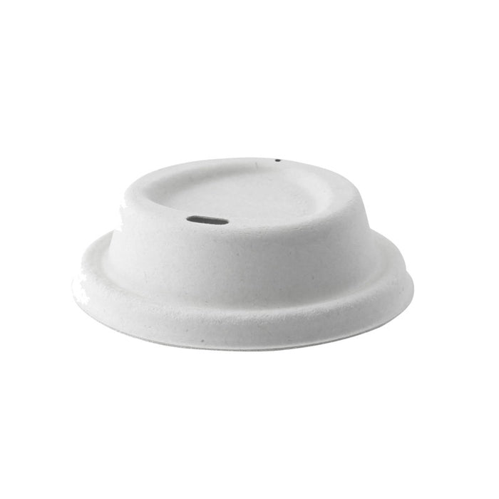 Tapa cúpula blanca con pico vertedor de pulpa para bebida caliente Ø80mm - 100Uds