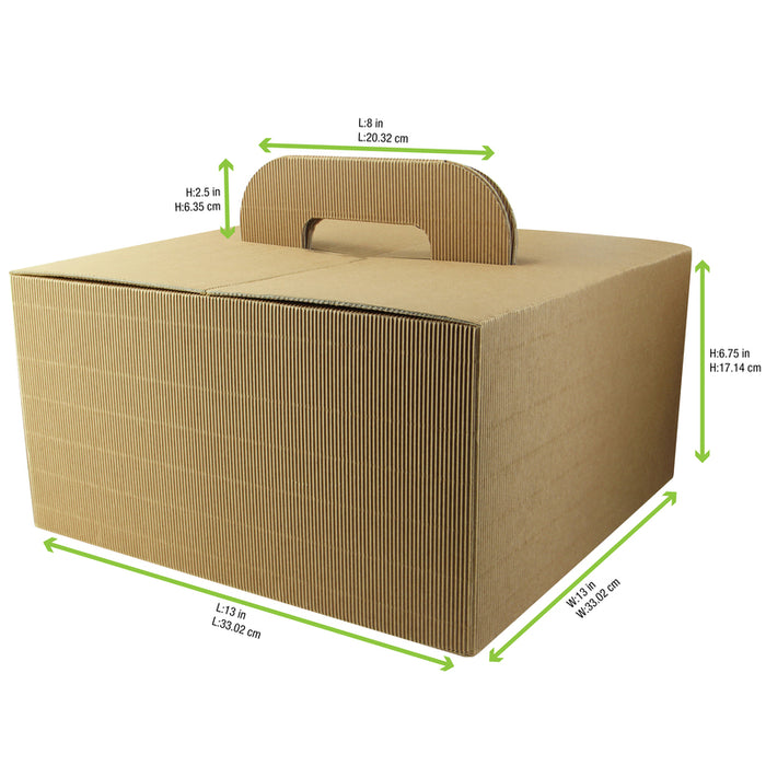 Caja de cartón ondulado kraft LUNCHNGO con asa 335x335mm A175mm - 1Uds
