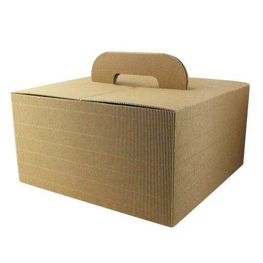 Caja de cartón ondulado kraft LUNCHNGO con asa 335x335mm A175mm - 1Uds