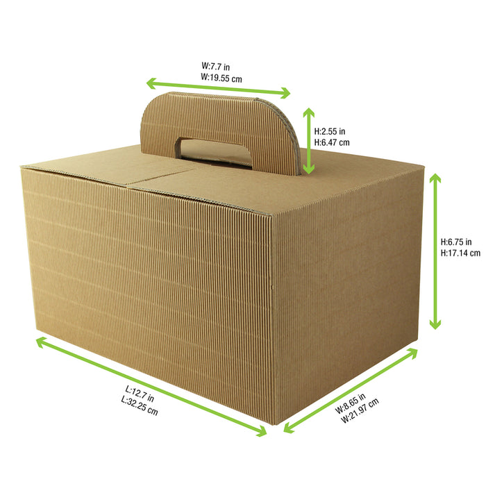 Caja de cartón ondulado kraft LUNCHNGO con asa 325x225mm A175mm - 1Uds