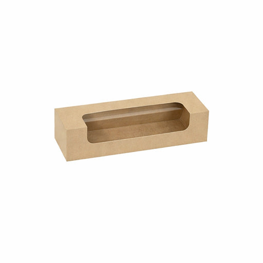 Caja de cartón kraft para 7 macarrones con ventana PLA 215x68mm A48mm - 50Uds