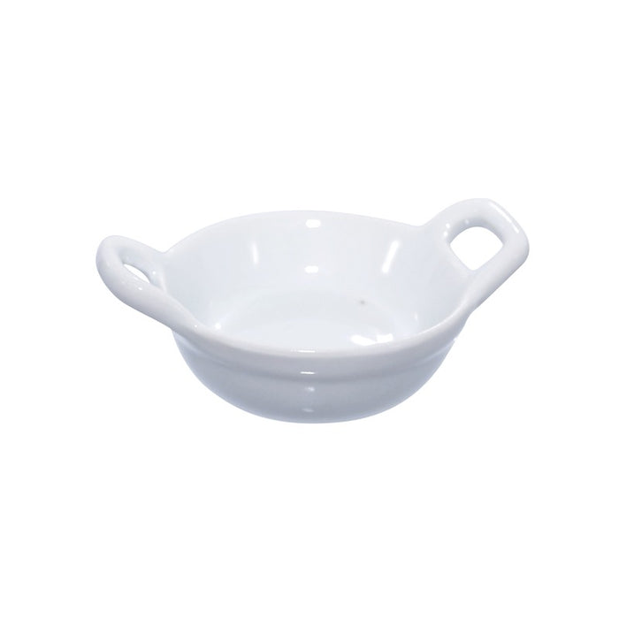 Mini plato de porcelana blanca con dos asas 85x60mm A30mm - 4Uds