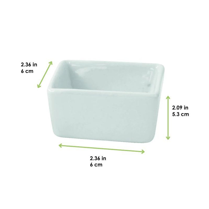Mini cuenco cuadrado de porcelana blanca 60x60mm A53mm - 4Uds