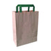 Mini bolsa de papel kraft reciclada marrón con asas verdes 200x100mm A280mm - 250Uds