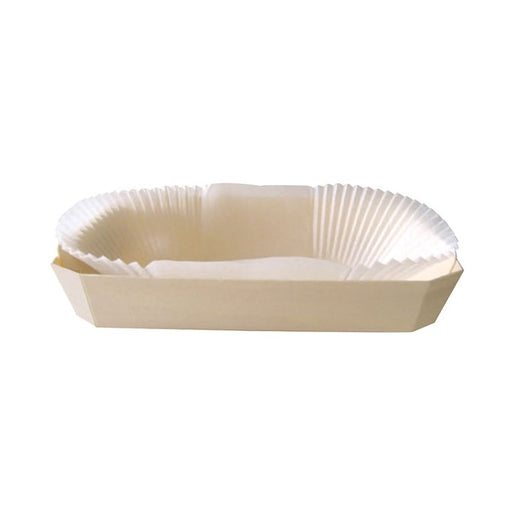 Molde de cocción rectangular exterior de madera y molde de papel interior 600ml 186x115mm A39mm - 20Uds